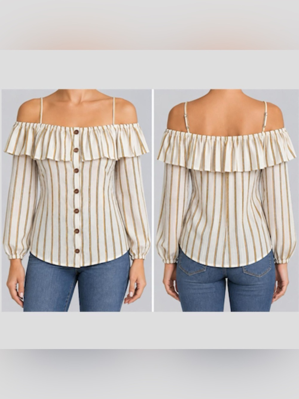 Maurices Striped Cold-Shoulder Boho Blouse - Women’s Small